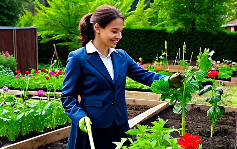 양명학의 철학 - A thoughtful woman in modest, professional attire, sitting calmly in a serene garden, surrounded by ... 양명학의 철학 - A thoughtful woman in modest, professional attire, sitting calmly in a serene garden, surrounded by ...