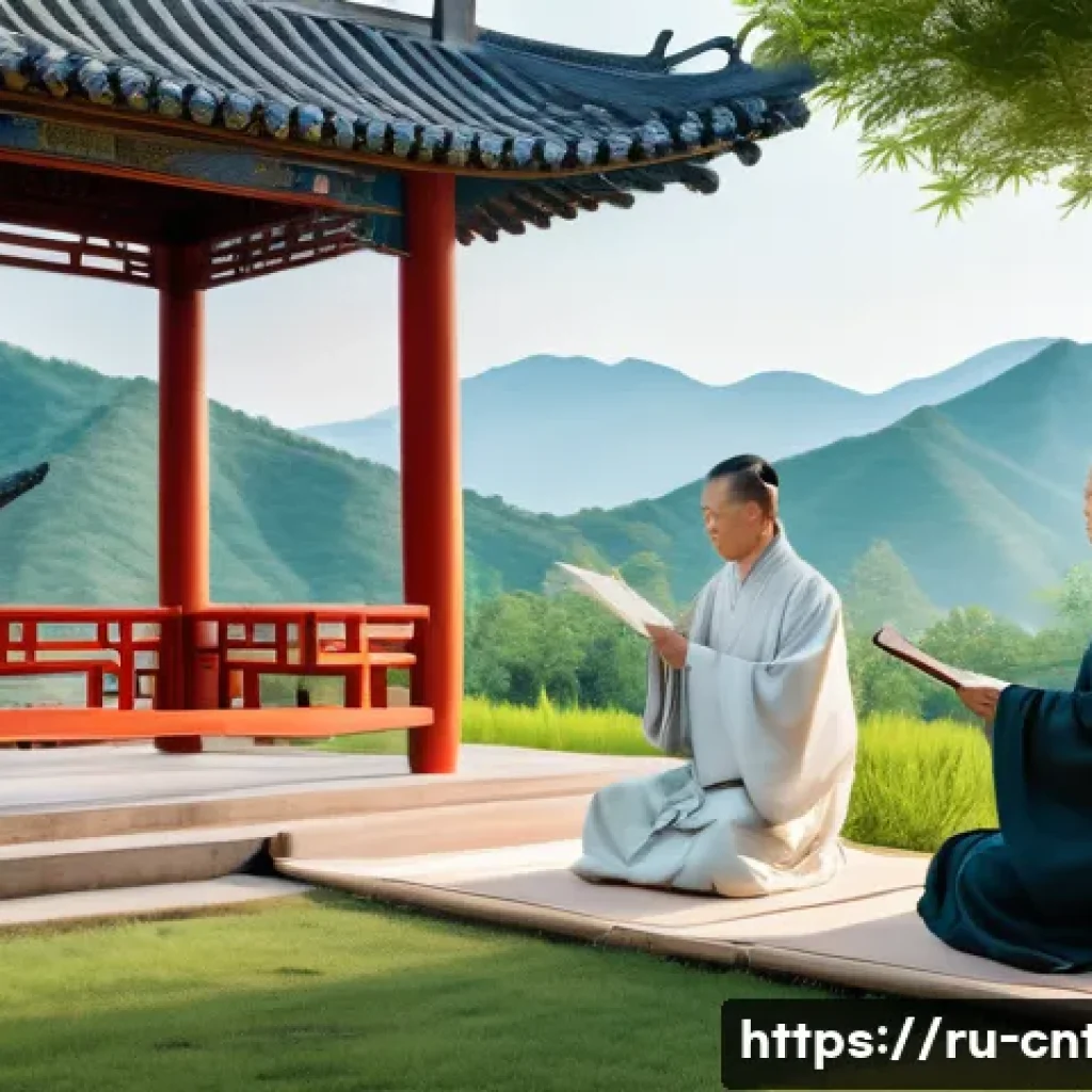 중국 유교의 변천사 - A detailed historical scene depicting Confucius teaching his disciples in ancient Eastern Zhou China...