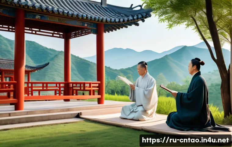 중국 유교의 변천사 - A detailed historical scene depicting Confucius teaching his disciples in ancient Eastern Zhou China...