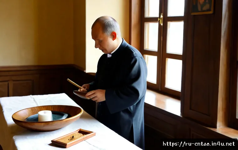 Home 17 유교와 의례 - Photorealistic cultural studies scene in a quiet Russian university library, a middle-aged scholar c...